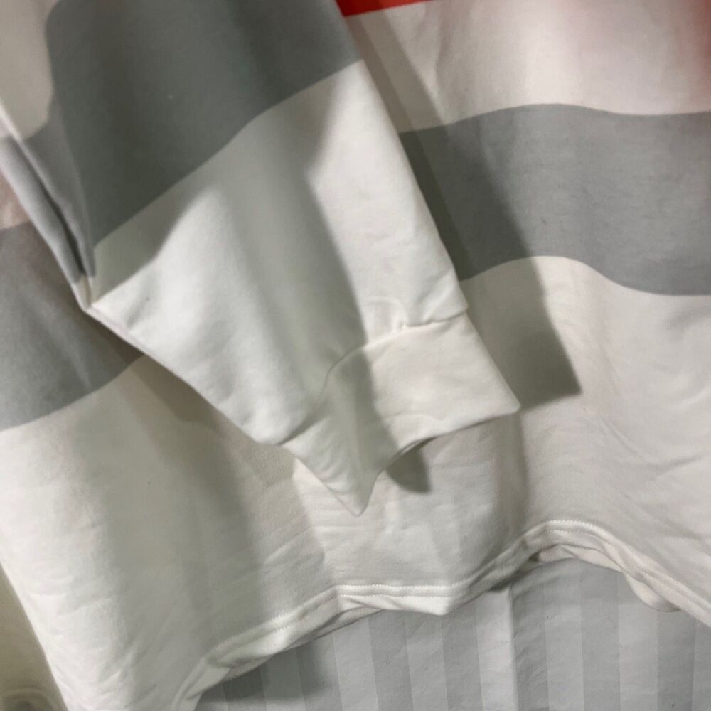 Dew Shoulder Stripe Long Sleeve Sweatshirt Women’s Large White NWOT Lightweight - Picture 6 of 11